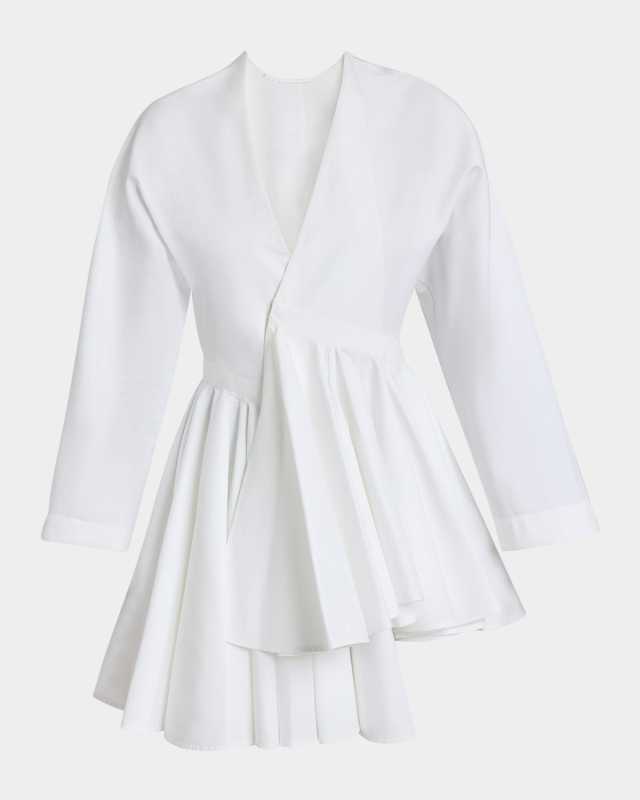 V-Neck Asymmetric Mini Shirtdress